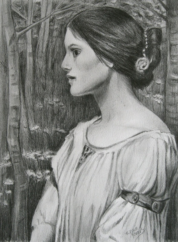 Reproduction graphite sketch by artist Marsha Bowers